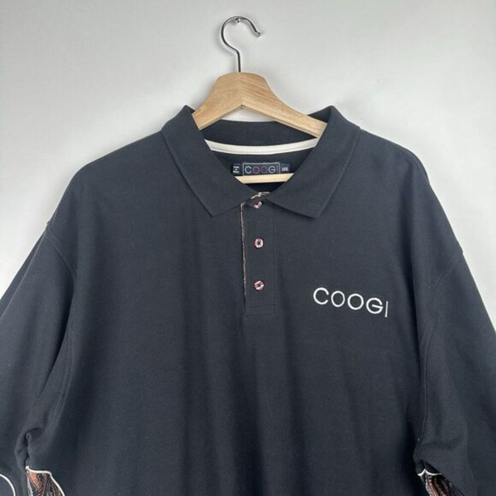 Vintage Coogi Australia Polo Mens XXXL Placket Sides Button Black
